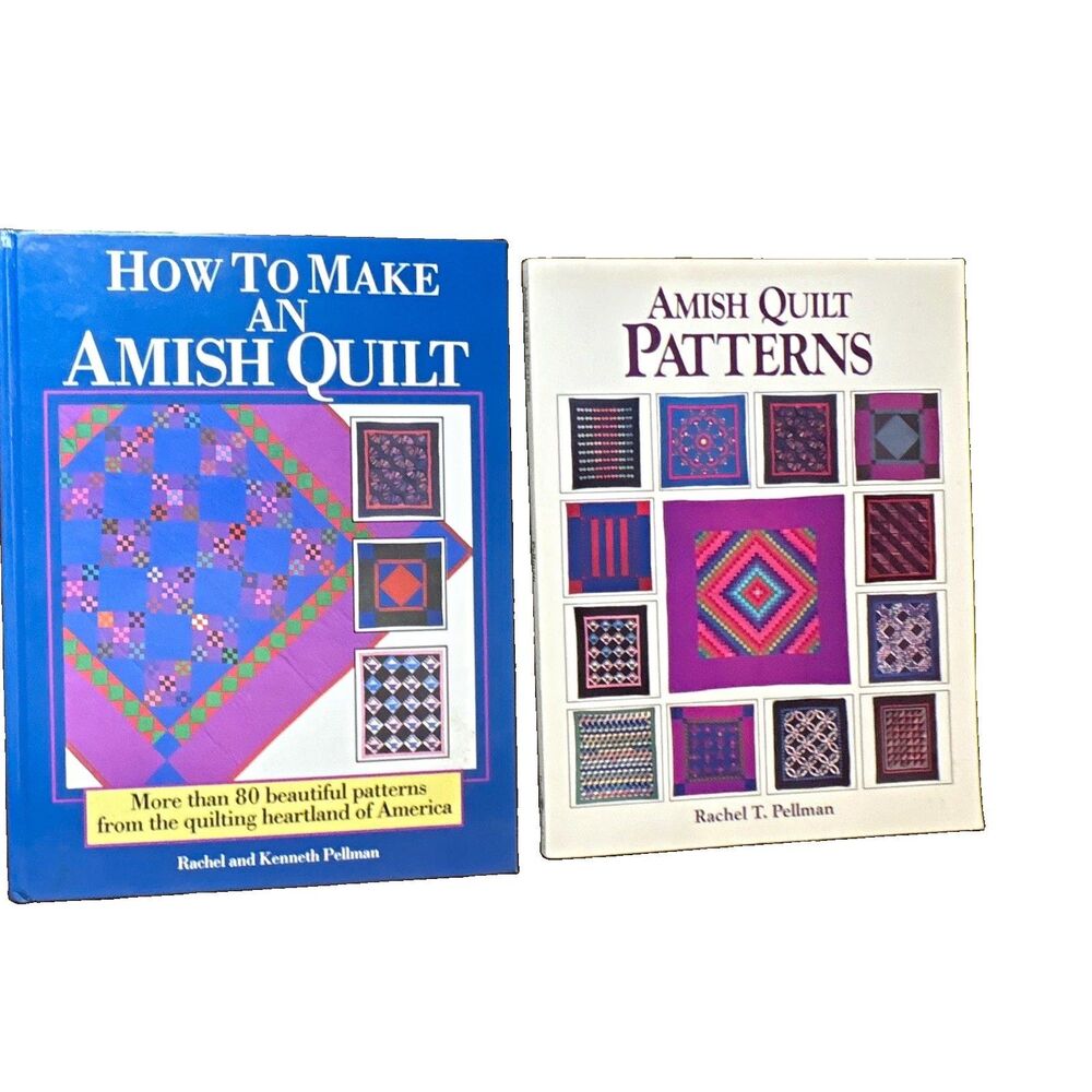 Amish Quilting Book Lot Bundle 2 Books Patterns Templates Rachel Kenneth Pellman